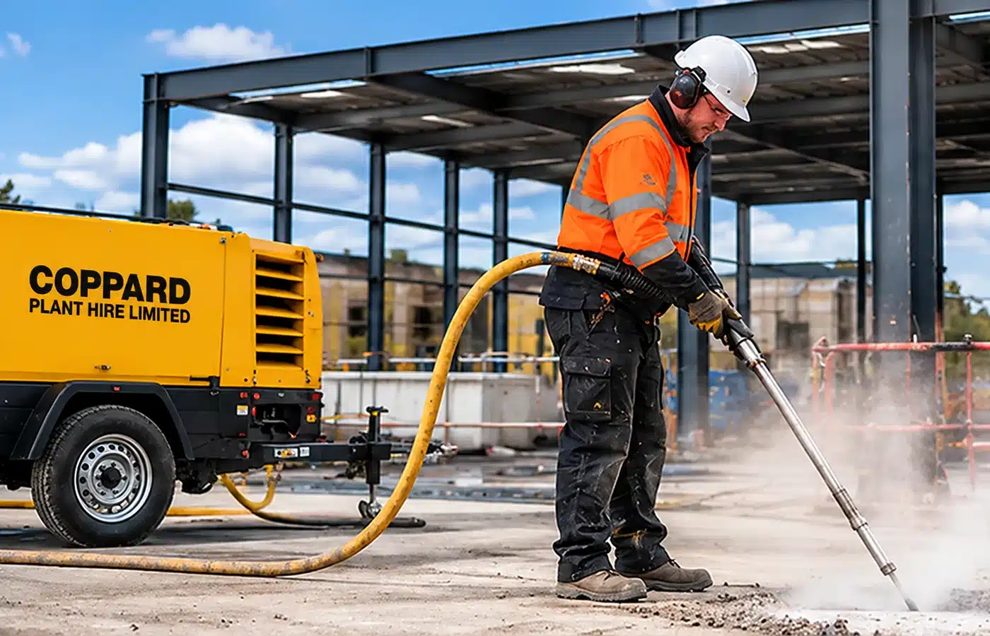 Pneumatic air lance preparing concrete edges