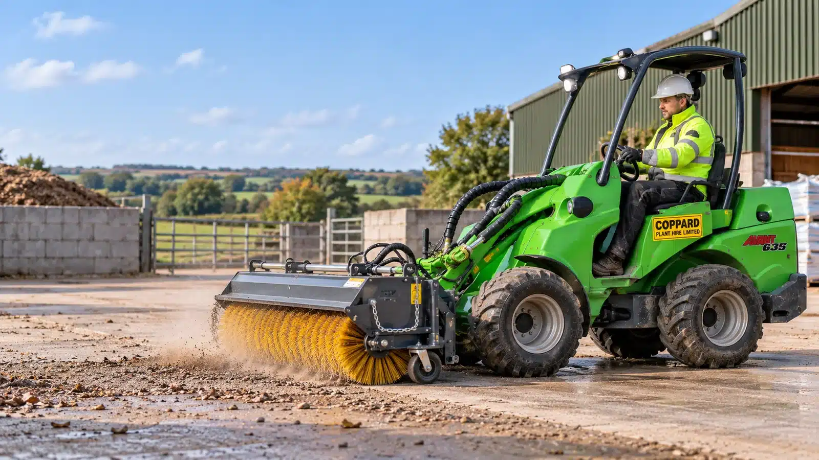 Avant sweeper yard cleaning