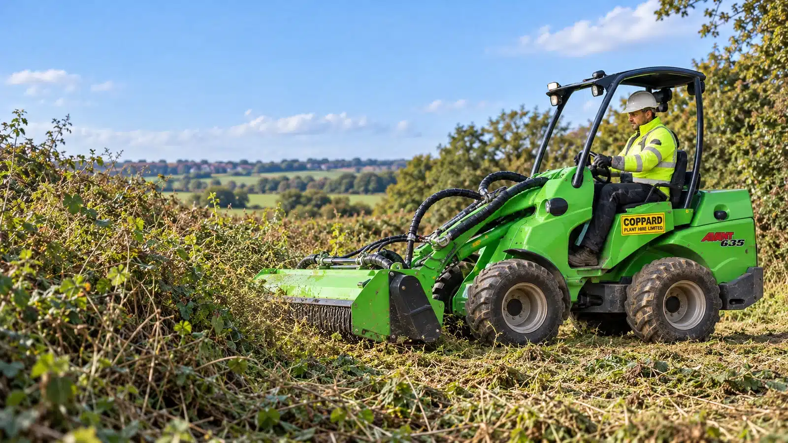 Avant flail mower vegetation clearance