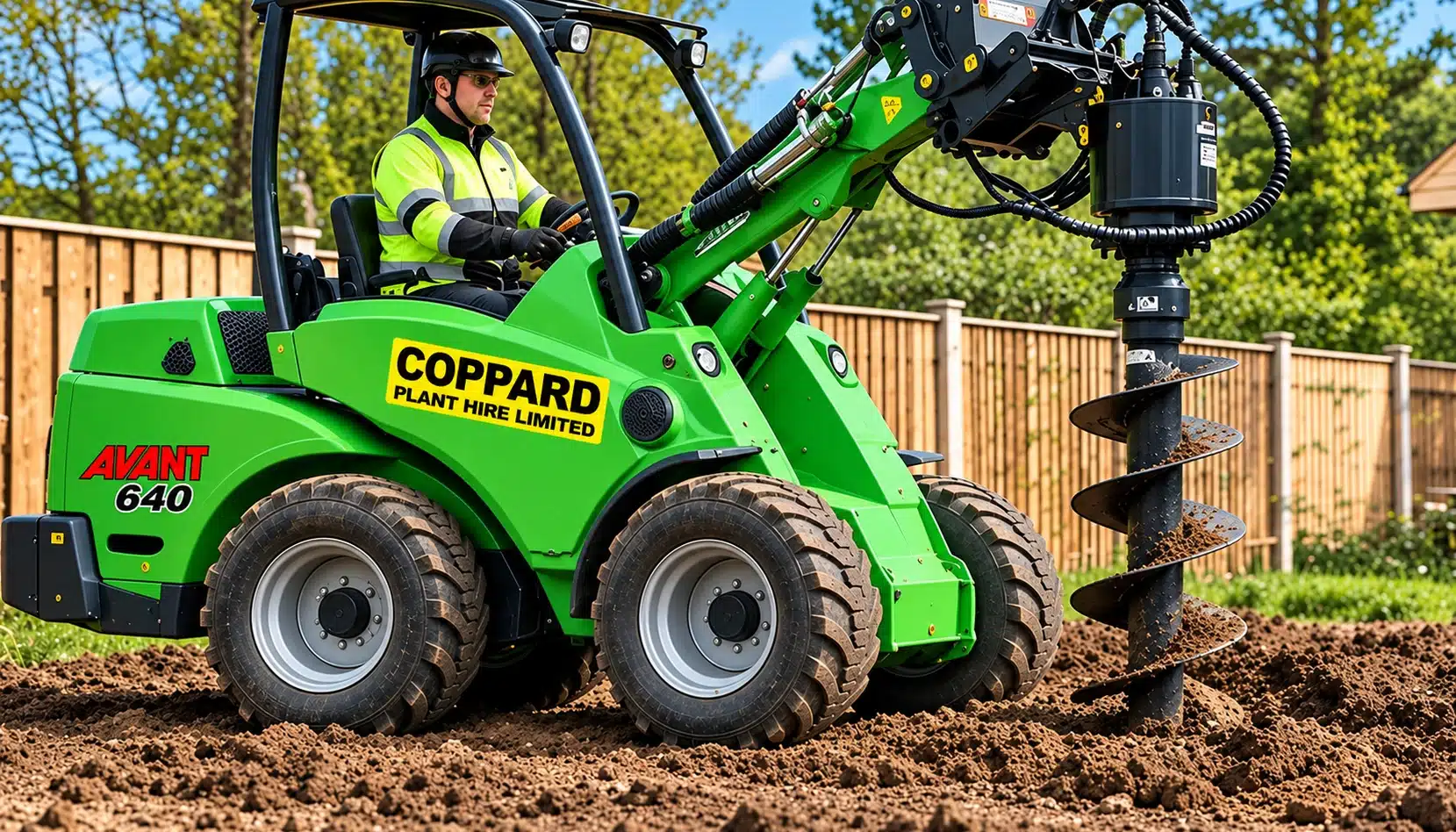 Avant earth auger fence installation