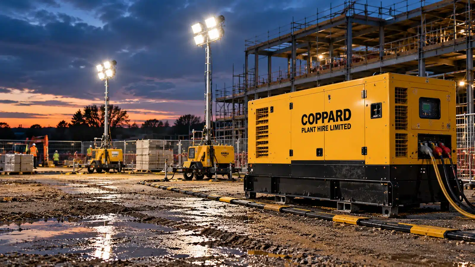 Diesel generator site lighting dusk