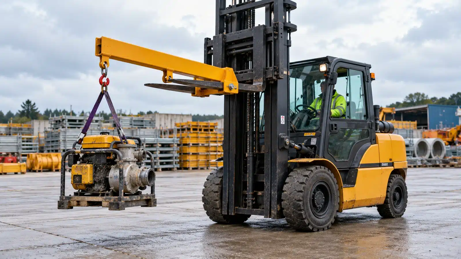 Forklift crane arm lifting pump