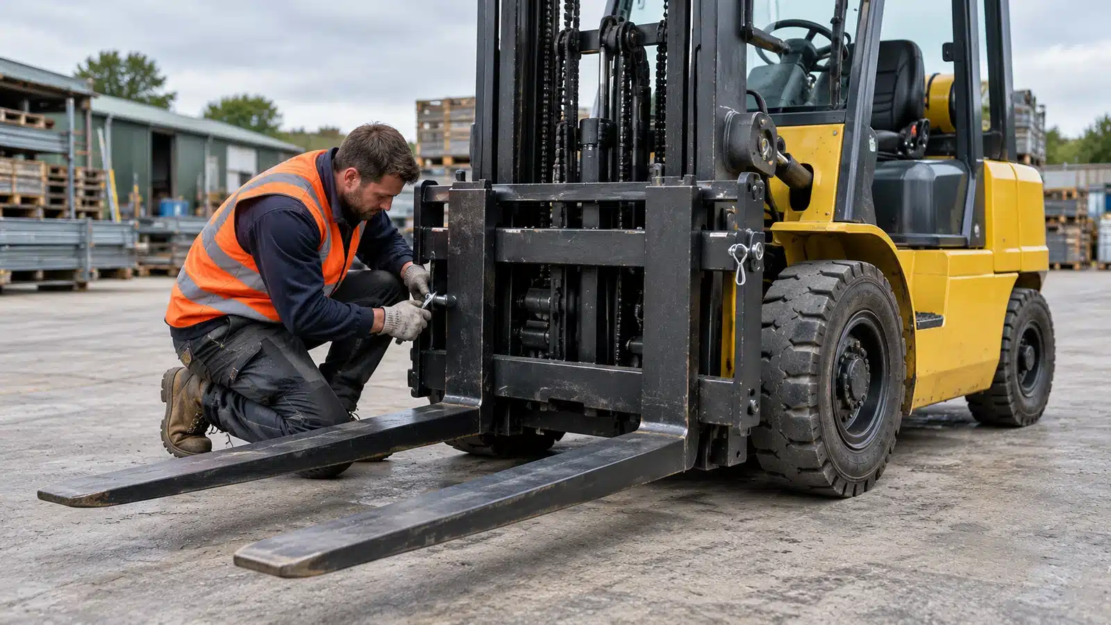Forklift attachment storage inspection