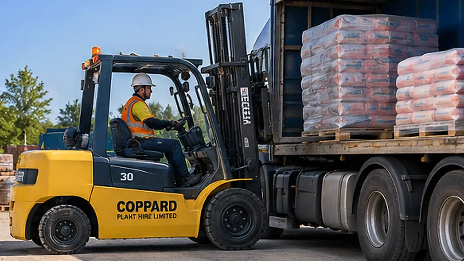 Forklift unloading delivery lorry