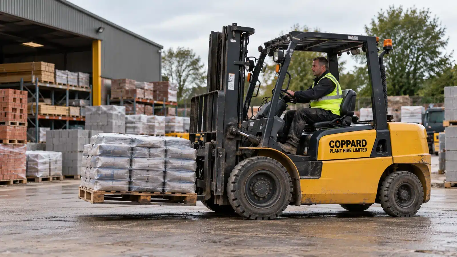 Counterbalance forklift loading material