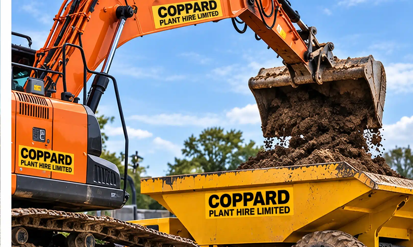 Coppard excavator loading spoil into a dumper
