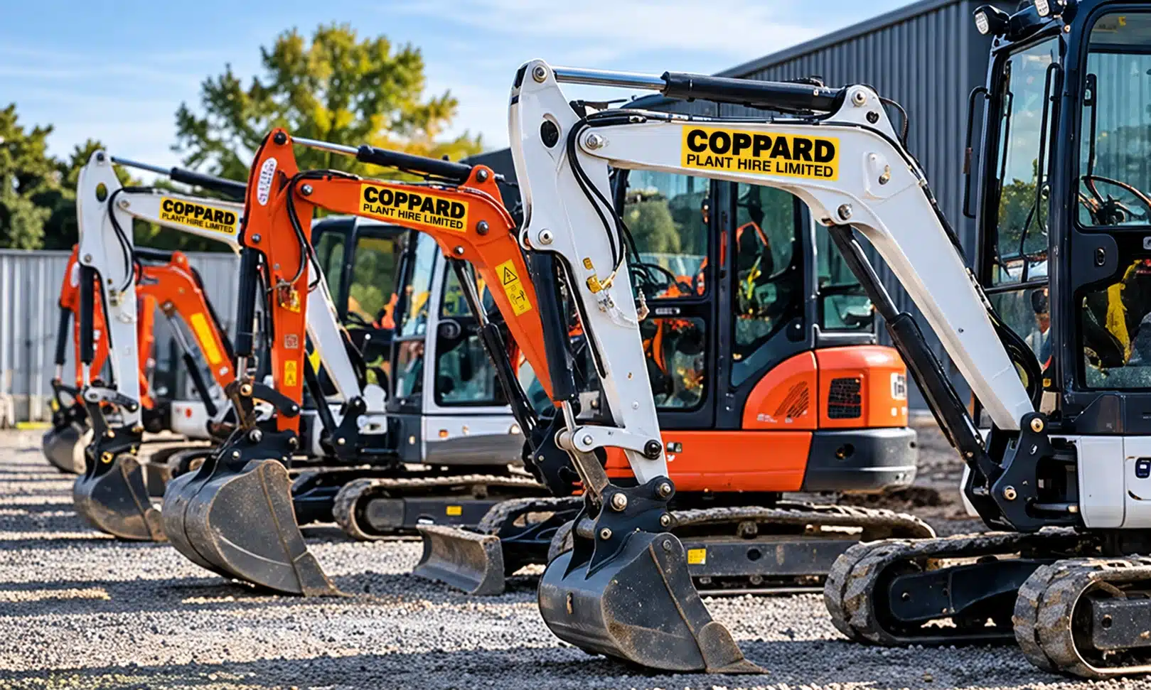 Coppard compact excavators ready for operated plant hire