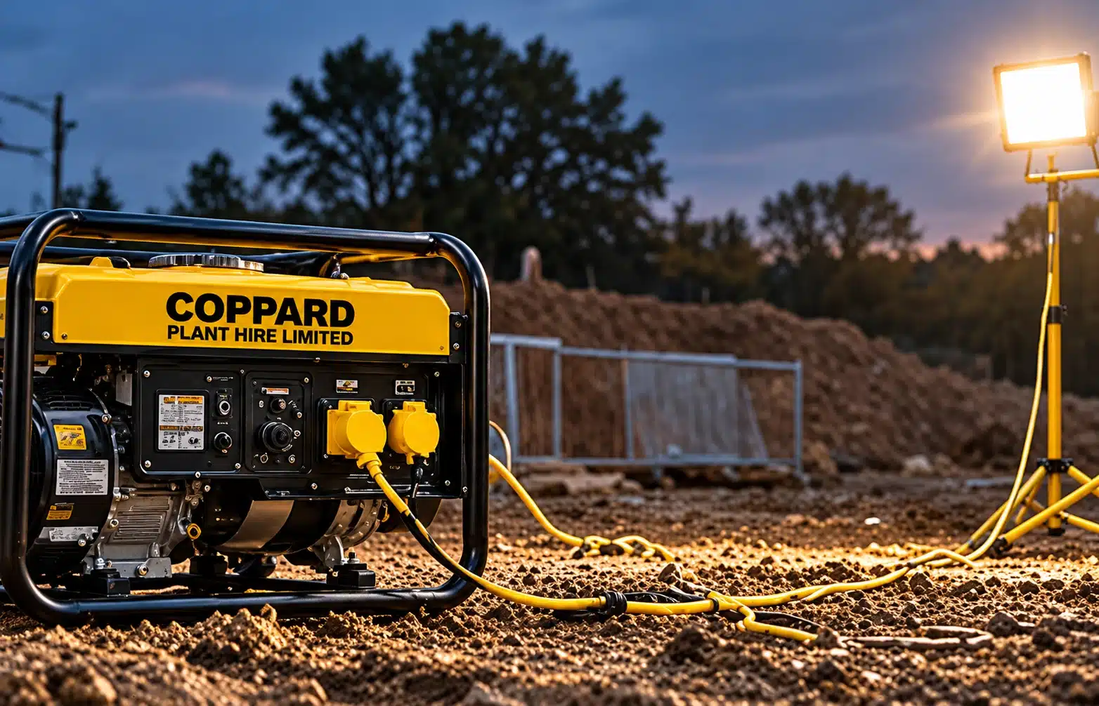 Petrol generator temporary lighting