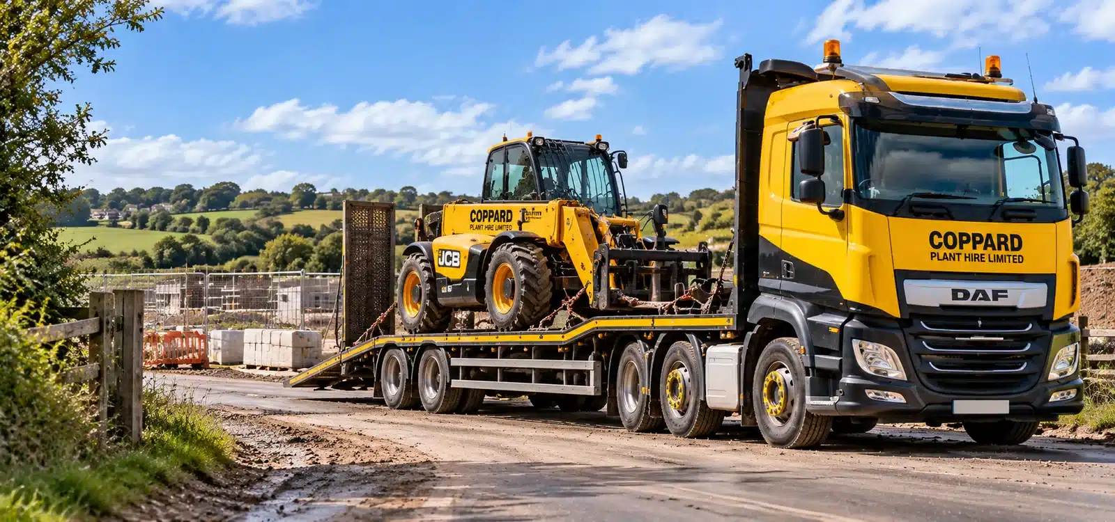 Telehandler delivered on a Coppard plant lorry