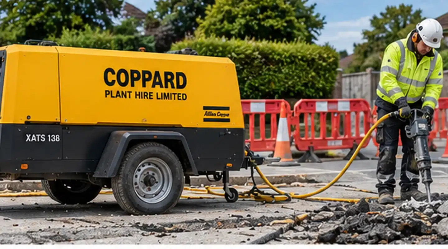 Portable compressor roadworks