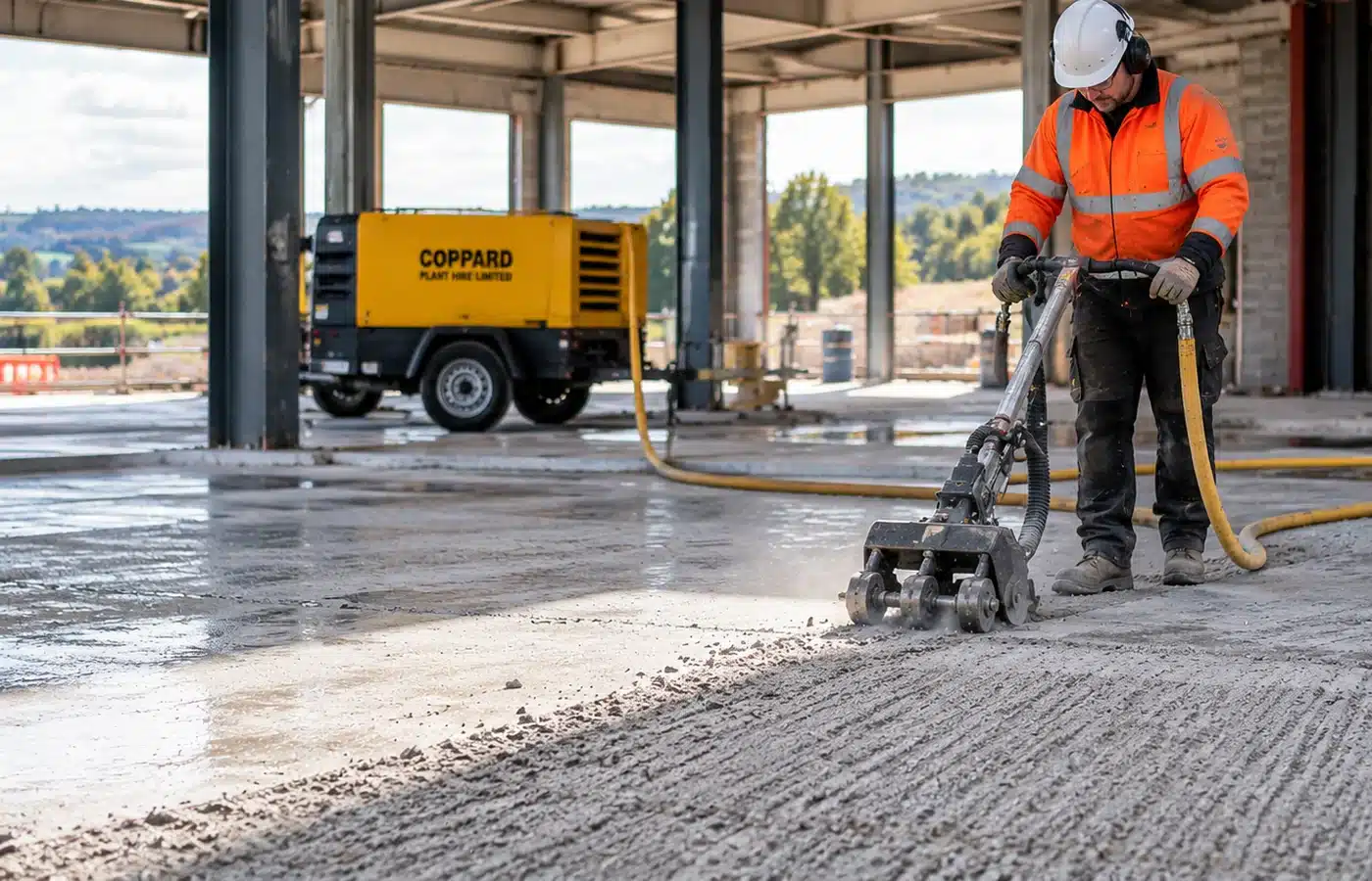 Concrete floor surface preparation