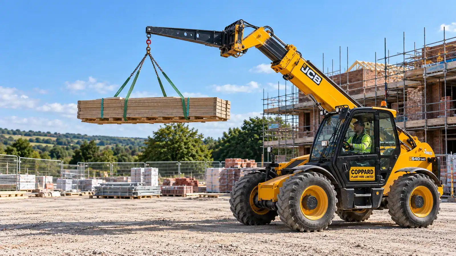 Telehandler crane jib lifting timber